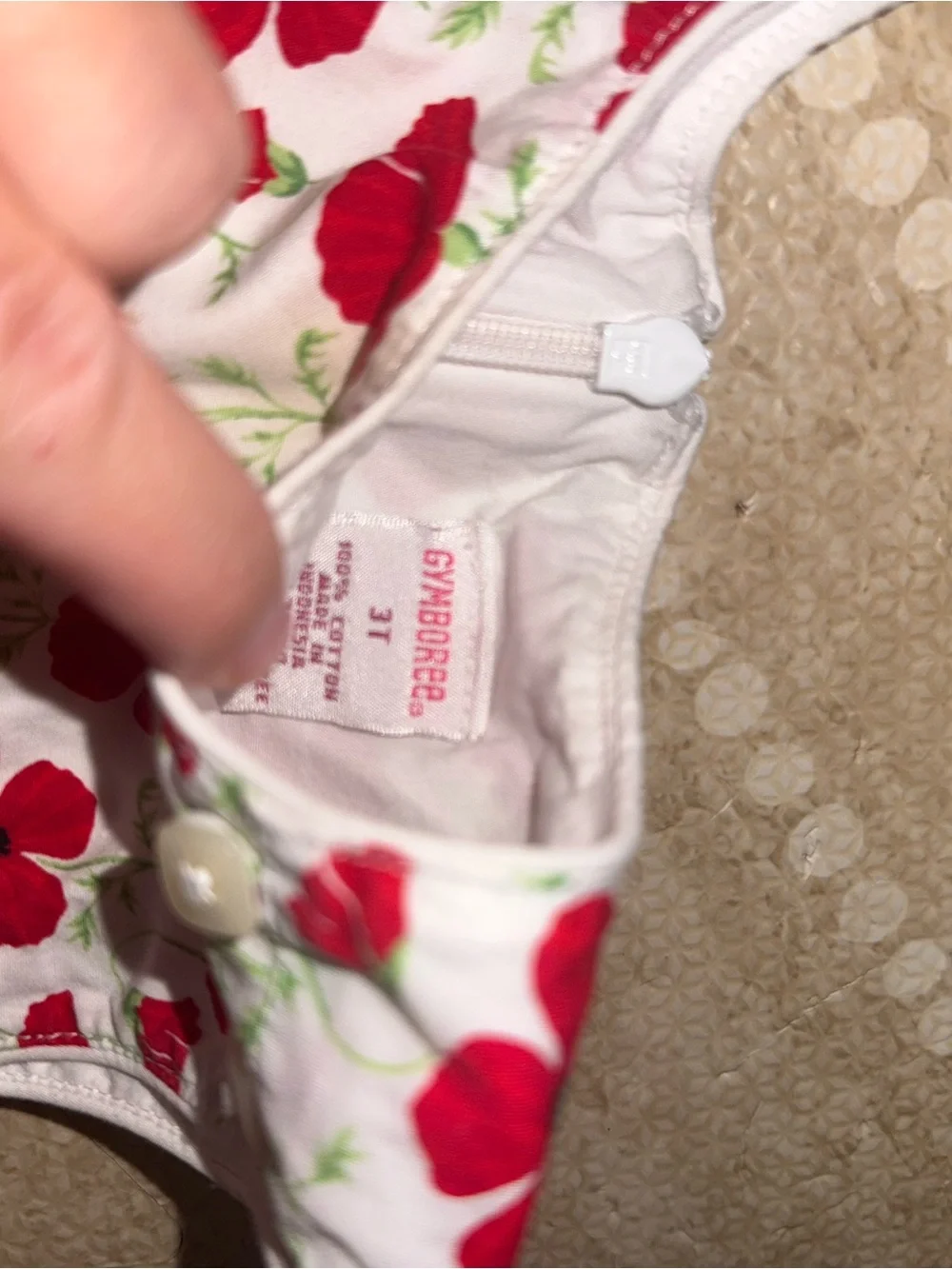 Gymboree White Dress with Red Flower Print